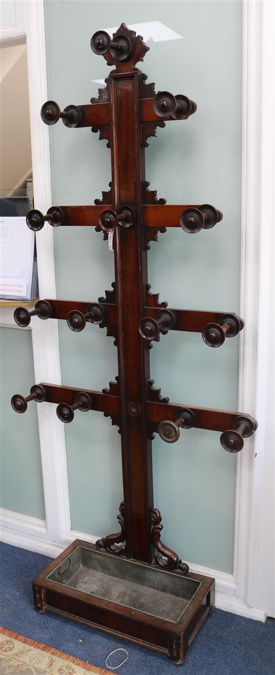 A 19th century mahogany hat and coat stand W.86cm